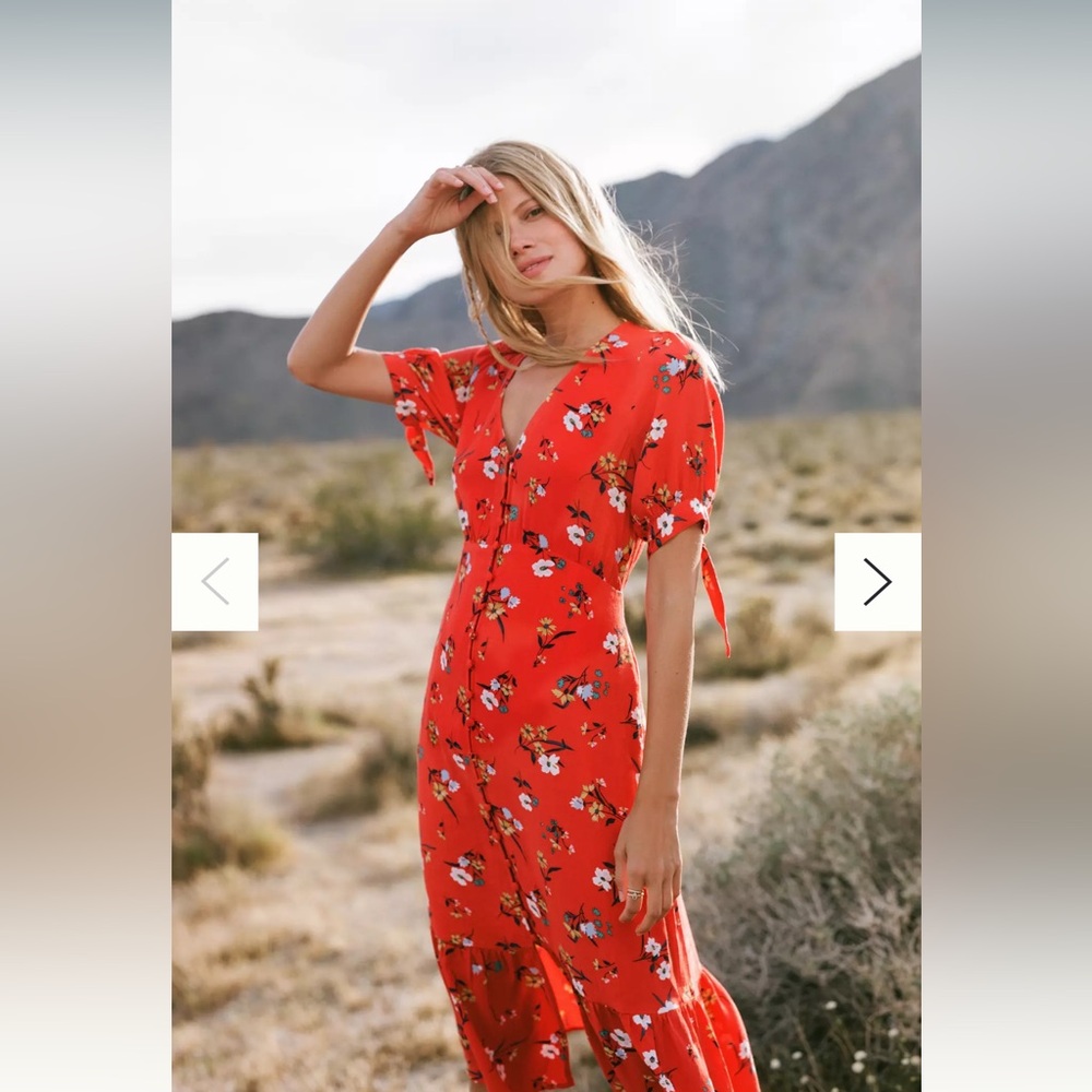 Anthropologie EUDORA MIDI DRESS (Floral Red Dress)